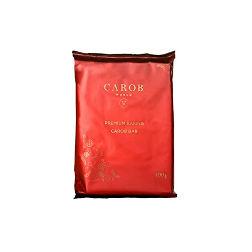 Carob World | Premium Baking Carob Bar, Sin Gluten, Sin Azúcar y Vegan | 1 Unidad x 400G.