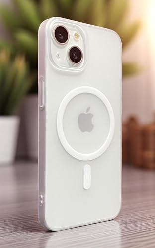 Frosted Transparent Back Cover for iPhone 13/14 | Compatible with Magsafe | Dual Camera Protection | Lightweight & Thin Case for iPhone 13/14 | Frosted Matte Finish Transparent Back Case | - Image 2
