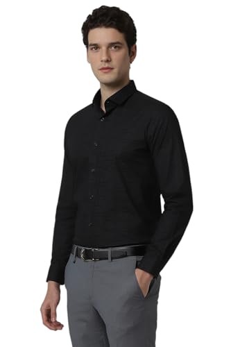 Image of Peter England Men Black Slim Fit Formal Shirt