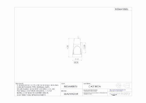 Sealmaster Np-27 Pillow Block Ball Bearing, Non-Expansion Type, Normal-Duty, Regreasable, Setscrew Locking Collar, Felt Seals, Cast Iron Housing, 1-11/16" Bore, 2-1/8" Base To Center Height, 5-3/4" Bolt Hole Spacing Width #TOP2