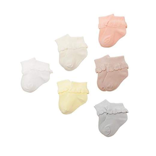 DEBAIJIA Calcetines Bebé Algodón De Primavera Verano De hoja de loto Encaje de Punto Lindo Cómodo Respirable Varios Colores 0-1 años - Pack de 6 Pares