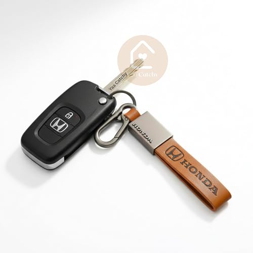 Image of Premium Leather Keychain Metal Hook Compatible with Durable Faux Leather Brown Strap with Heavy-Duty Alloy Clip Stylish Bike & Car Key Holder