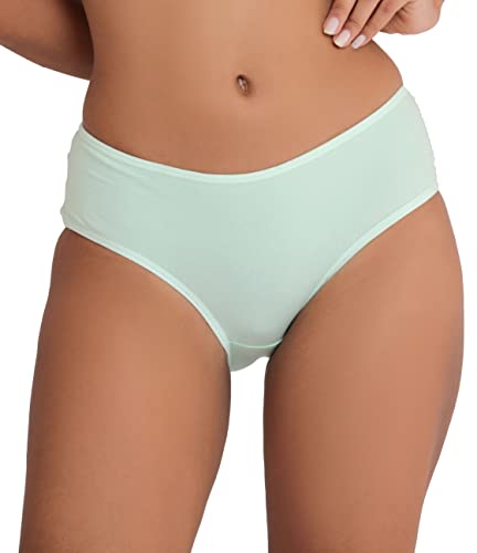 Image of Women's Mid Waist Hipster Panty with Long Lasting Elastane with Super Soft Cotton in Mint Green | ELGANTE VA-JJPM-YGRG