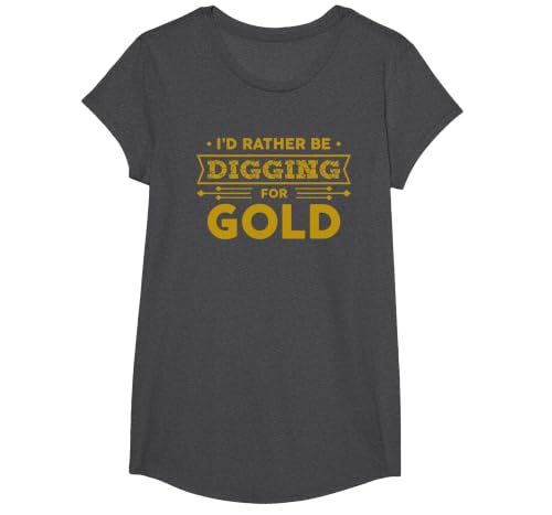 Gold Miner Digger Prospecting Treasure Hunting Shirt T-Shirt, Girls, Dark Heather Grey, Medium