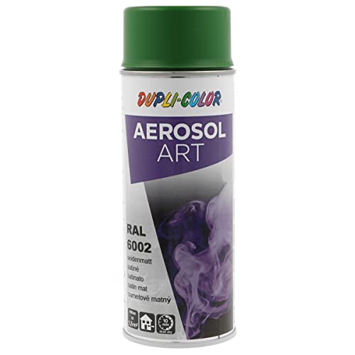 DUPLI-COLOR AEROSOL ART RAL 6002 laubgrün seidenmatt 400 ml, Spraylack für vielseitigen Einsatz, schnelltrocknend, hohe Deckkraft, für Innen- und Außenbereiche geeignet