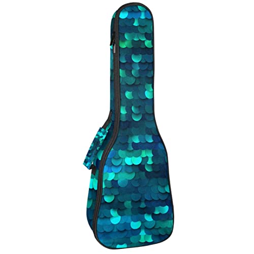 Housse ukulélé concert robuste avec rembourrage 10mm vert paillettes