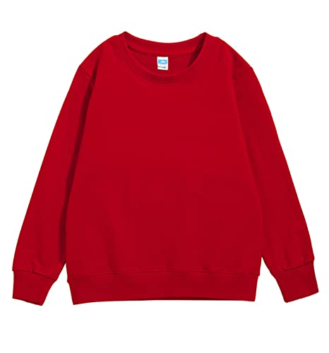 Unisex Kids Solid Cotton Pullover Sweatshirt Toddler Boys Girls Crewneck Long Sleeve T-Shirt Tops Athletic Blouse