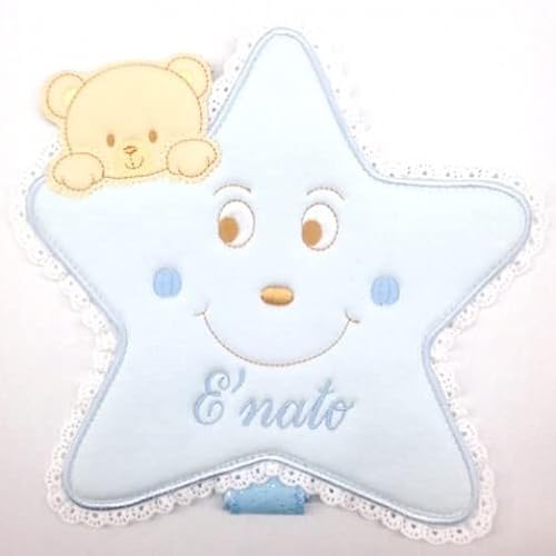Sopraculla/fiocco nascita a forma di stella con