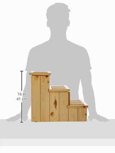 TRIXIE Holz-Treppe – Mit Stauraum und teppichbezogenen Stufen – Für drinnen – Kiefernholz lackiert – 40 × 38 × 45 cm – bis 50 kg – 3943