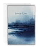 WBdesignz Trauerkarte „In Stiller Trauer“ mit weißem Umschlag – edle Beileidskarte mit ruhigem Landschaftsmotiv – hochwertige Kondolenzkarte für Trauer, Mitgefühl, Anteilnahme & Beerdigung (DIN A6)