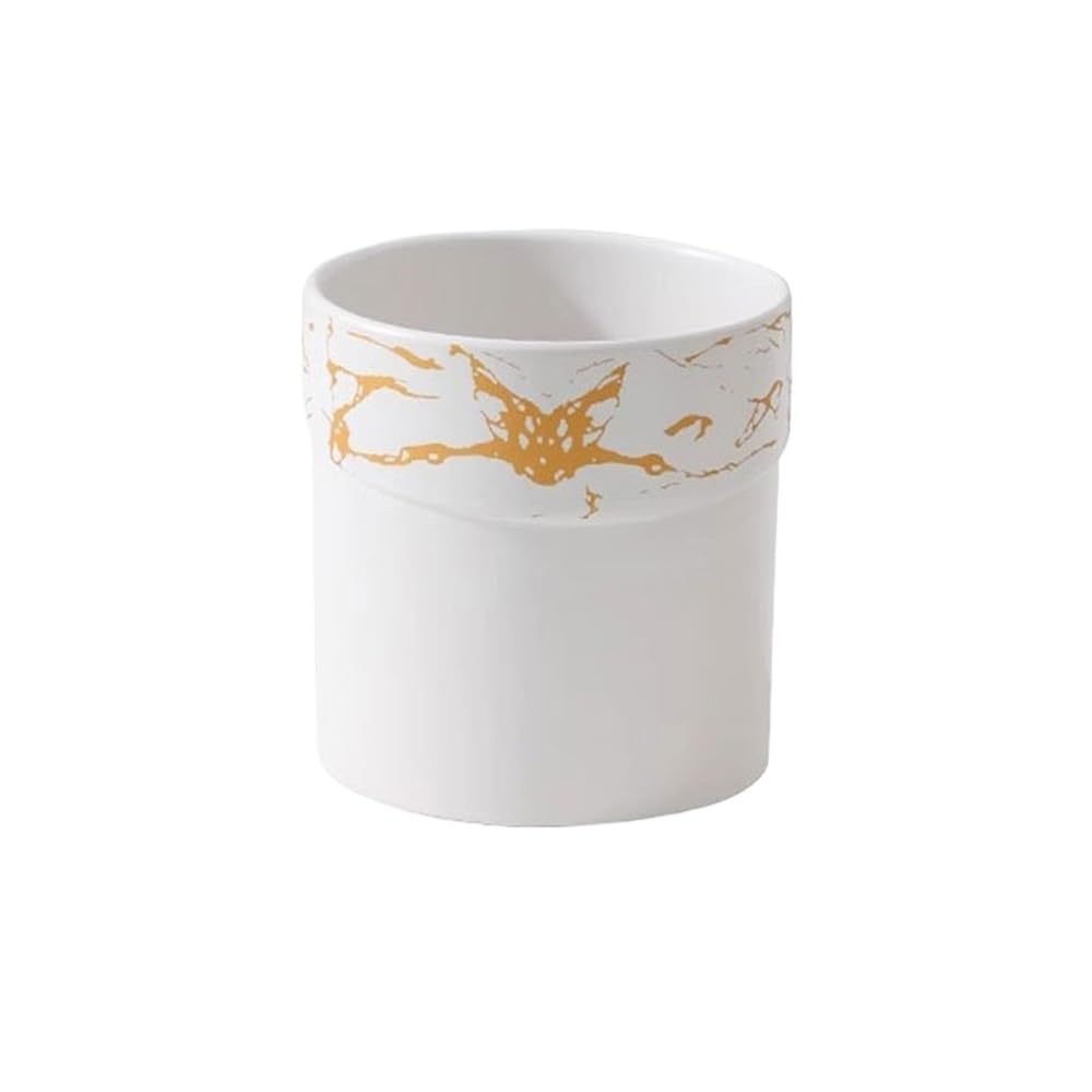 HLHLOP777 Flower Pot Cylindrical Small Flowerpot, Tabletop Ceramics Plant Pot with Drainage Hole, for Room Balcony Office Windowsill (4 Colours) House Plants, Succulents, Flowers(White)