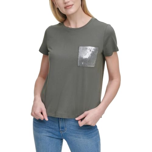 T-Shirt DKNY Femme Crewneck Idéal pour un Style Urbain Chic