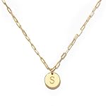 STORYJEWELLERY 18K Gold Plated Initial Necklaces for Women, Dainty Paperclip Necklace with Letter Charm, Trendy Womens Jewelry with Initials, Gifts for Women