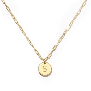STORYJEWELLERY 18K Gold Plated Initial Necklaces for Women, Dainty Paperclip Necklace with Letter Charm, Trendy Womens Jewelry with Initials, Gifts for Women