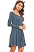DEARCASE Women's Loose V-Neck Long Sleeve Stretch Solid A-Line Tunic Dresses Haze Blue Medium