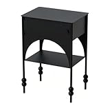 Hhmmei2024-23 Comodino Comodino in metallo con gambe a ripiano aperto for l'organizzazione della camera da letto tavolini laterali(Nero)