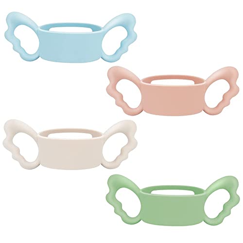 NALACAL Silicone Wide-Neck Bottle Handles (4 Pack), Compatible with NUK/Avent/Dr Browns/Hegen, BPA/Lead-Free, Multicolor