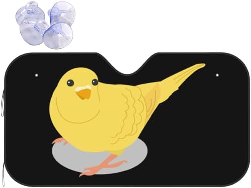 車用サンシェード 黄色のセキセイインコ 日よけ 車フロントガラスカバー 日除けシェード 遮光断熱 紫外線カット 四季用 取り付けが簡単 折り畳み式 防水材料 雪対策 凍結防止シート 吸盤付き カー用品 140×76cm