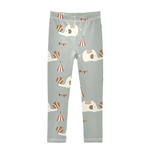 Elephant Play Ball Girls Leggings,Workout Leggings for Girls Toddler Athletic Legging Size for 3-10T