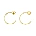 3mm Ball Half Small Hoop Studs Earrings for Cartilage Women Girls Sensitive Ears Sterling Silver Gold Plated Huggie Cuff Wrap Earring Ear Piercing Cute Jewelry Hypoallergenic for Sensitive Ears