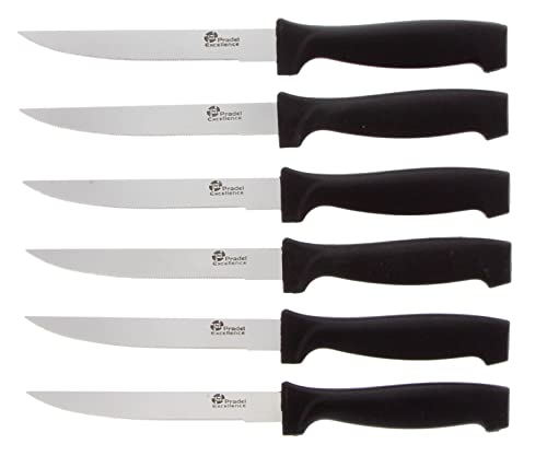 Pradel Excellence - 7030-6N - Lot de 6 Couteaux à Steak, Manche Noir