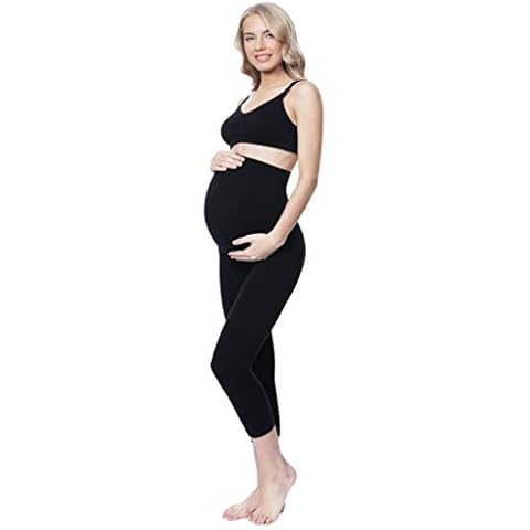 MOTHERS ESSENTIALS Maternity Pregnant Women 3/4 Leggings, Capri (XLarge, Black) Cover