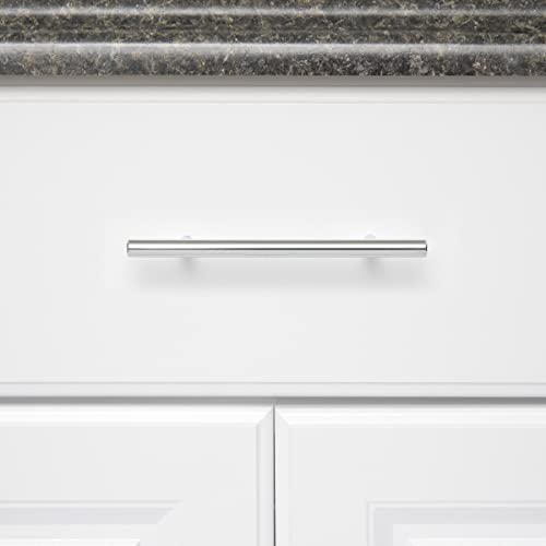 Image of South Main Hardware Euro Bar Cabinet Drawer Pull Handle (3 /8 inch Diameter), 6.38 inch Length (4 inch Hole Center), Polished Chrome, Mounting Hardware Included, 10-Pack