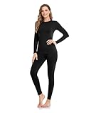 WEERTI Thermal Underwear for Women Long Johns with Fleece Lined Base Layer Women Cold Weather Top Bottom Black