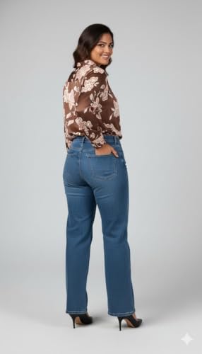 Image of Amazon Brand - INKAST Women Abstract Floral Printed Spread Collar Long Sleeves Casual Cami Shirt