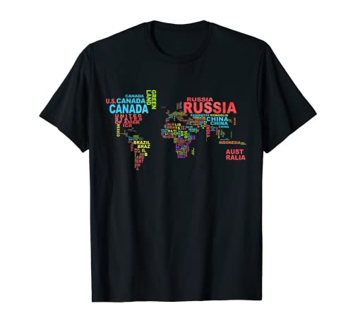 T-shirt avec drapeau du monde, drapeau international, carte du monde T-Shirt