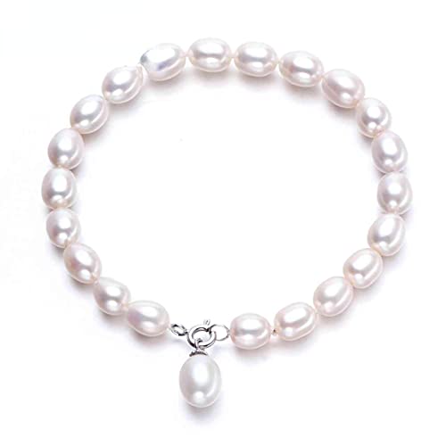 Bracelet perles de culture blanches naturelles pour femme au style OL élégant
