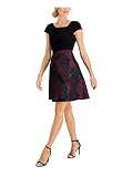 Adrianna Papell Women's Knit Crepe and Jacquard Dress, Black Multi, 14