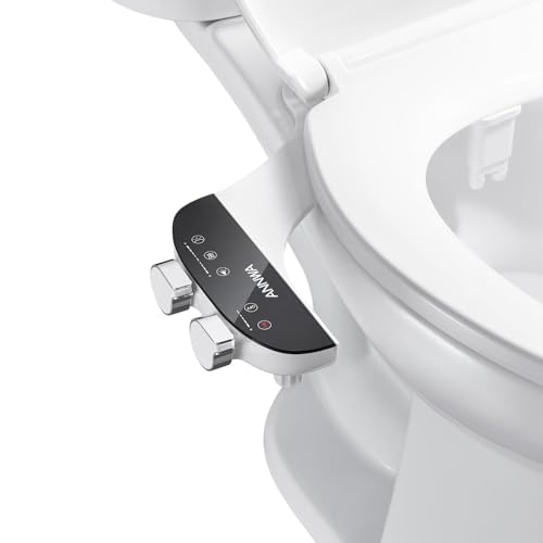ANNWA Bidet Attachment for Toilet Seat Non-Electric Bidet Hot and Cold Water Bidet Attachment Toilet Adjustable Water Temperature Posterior/Feminine Wash Dual Retractable Nozzle(AM-US-TT18N)