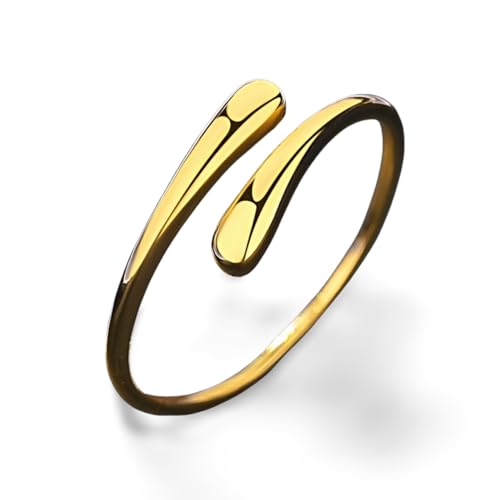 Bague ouverte en argent plaqué or style simple femme - 4