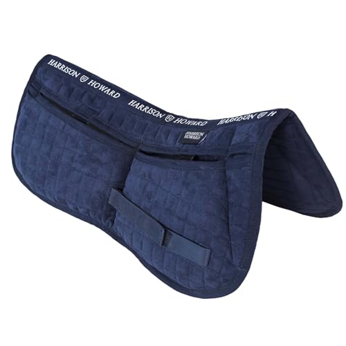 Image of Harrison Howard Correction Half Pad with 4 Pockets and Foam Inserts with Differentiated Thickness Adjustable Horse Riding Pad with Added Cushioning and Comfort