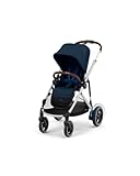 Cybex e-Gazelle S Electronic Assist Stroller – Gazelle S Single-to-Double Electric Stroller, Smart Assist, Rocking Mode, 20+ Configurations & Compact Fold, Silver Frame with Ocean Blue Seat