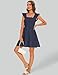 ROYLAMP Women's Summer Casual Sleeveless Dresses Square Neck Ruffle Backless Boho Mini Dress Swing Flowy Elegant Sundress Navy Blue XS