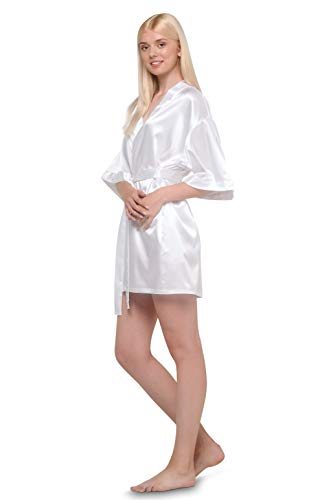 Turquaz Women's Bride Bridesmaids Robe - Satin Kimono Robes for Wedding & Bridal Party Silk Like Lightweight Robes for Women