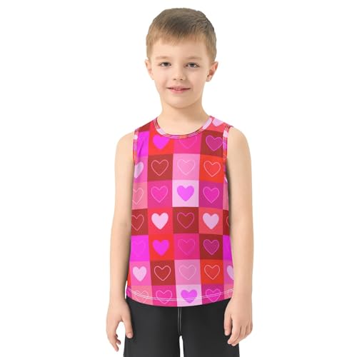 J JOYSAY Heart Square Fuchsia Boys Tank Top Sleeveless Muscle Shirts Quick Dry Kids T-Shirts 3-15T2