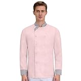 Mens Chef Coat Chefs Jacket Men Lightweight Unisex Long Sleeve Outfit with Pocket for Cleaning Hotel Restaurant