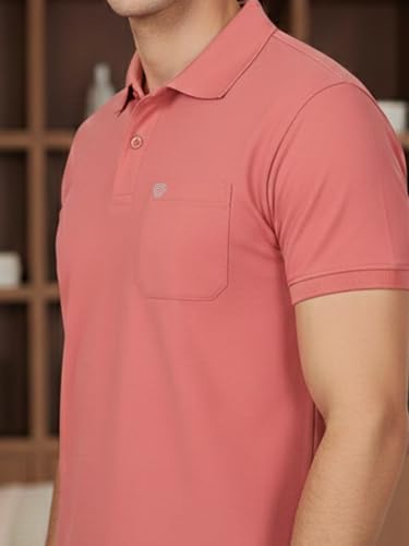 Image of Lux Cozi Men's Cotton Blend Polo T-Shirt with Chest Pocket | Collar T-Shirts for Men | Half Sleeves | Plain - Regular Fit (Pack of 2)