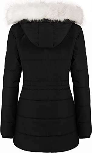 Chrisuno Women's Winter Warm Coats Puffer Jacket Long Drawstring Waterproof Snow Parka With Removable Faux Fur Trim Hood2