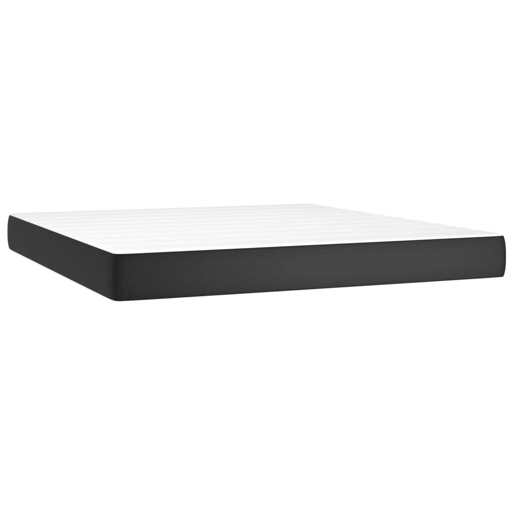 Materac ze sprężynami kieszeniowymi, średni, 180 x 200 x 20 cm, czarny, sztuczna skóra z komfortową pianką, ergonomiczny na plecy i stelaż, nadaje się jako podkładka do spania lub łóżko dla gości w