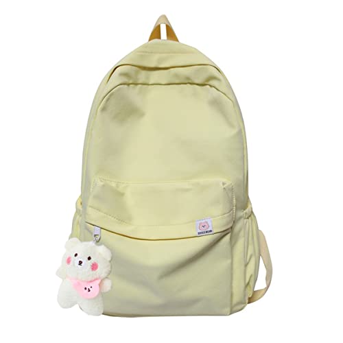 Eagerrich Mochila estética linda mochila material escolar bolsa para laptop para adolescentes meninas mulheres estudantes cor sólida, Amarelo, 43*29*13cm/16.9*11.4*5.1 inches, Mochilas de mochila