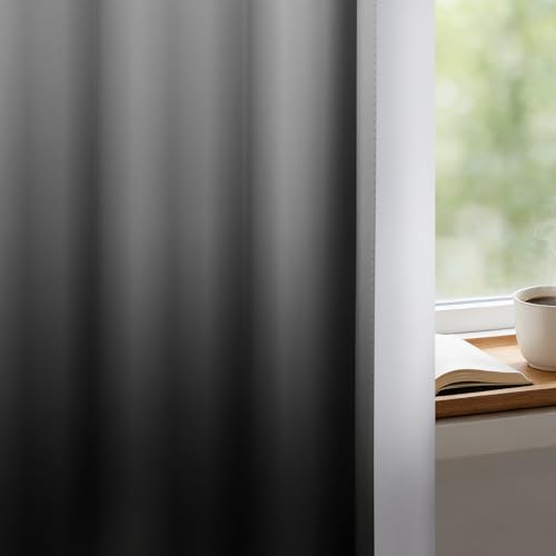 Image of SimpleHome Ombre Gradient Black White to Gray Curtains for Bedroom,100Wx84L | Room Darkening Curtains,Light Blocking Thermal Insulated Grommet Window Curtains for Living Room,1 Panel,84 Inches Length