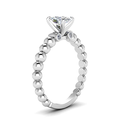 Image of 55Carat Choose Your Gemstone Bead Diamond CZ Engagement Ring sterling silver Emerald Shape Side Stone Engagement Rings Everyday Jewelry Wedding Jewelry Handmade Gifts for Wife US Size 4 to 12