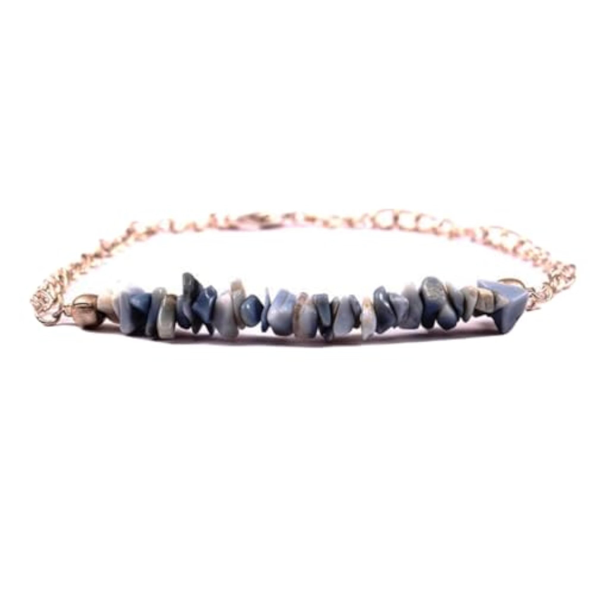 Unisex Blue Opal Nugget Chips Bracelet with Rose Gold Plated Clasp