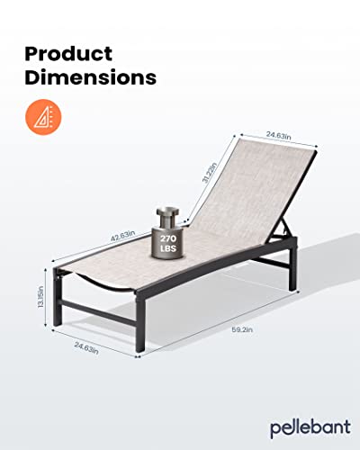Pellebant Outdoor Lounge Chairs Set Of 2, Patio Aluminum Chaise Lounge With Adjustable Backrest, Rustproof Pool Lounge Chairs For Pool Deck Sunbath(2Pcs,Earth) #TOP2