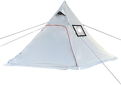 DANWKEIJI Hot Tent with Stove Jack Winter 4 Person Tent 5lb Portable Pyramid Tent 4 Season Tipi Tent for Family Camping Hunting Fishing Waterproof Wind-Proof (Hot Tent)