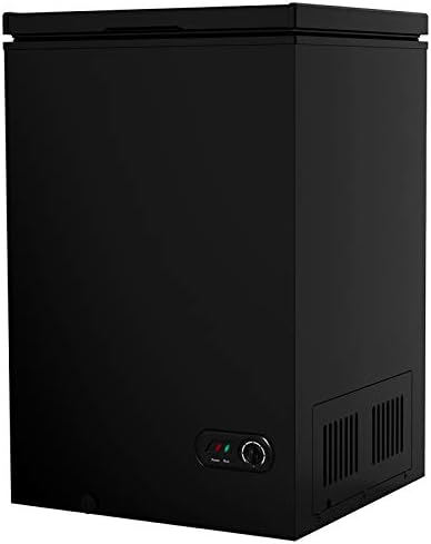 COOLHOME 3.5 Cubic Feet Chest Freezer with Removable Basket, from 6.8℉ to -4℉ Free Standing Compact Fridge Freezer for Home/Kitchen/Office/Bar (BLACK, 3.5 cubic feet)